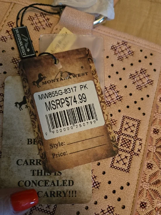 Montana West Blush Pink Embroidered Concealed Carry with Rhinestone Studs - Picture 13 of 14